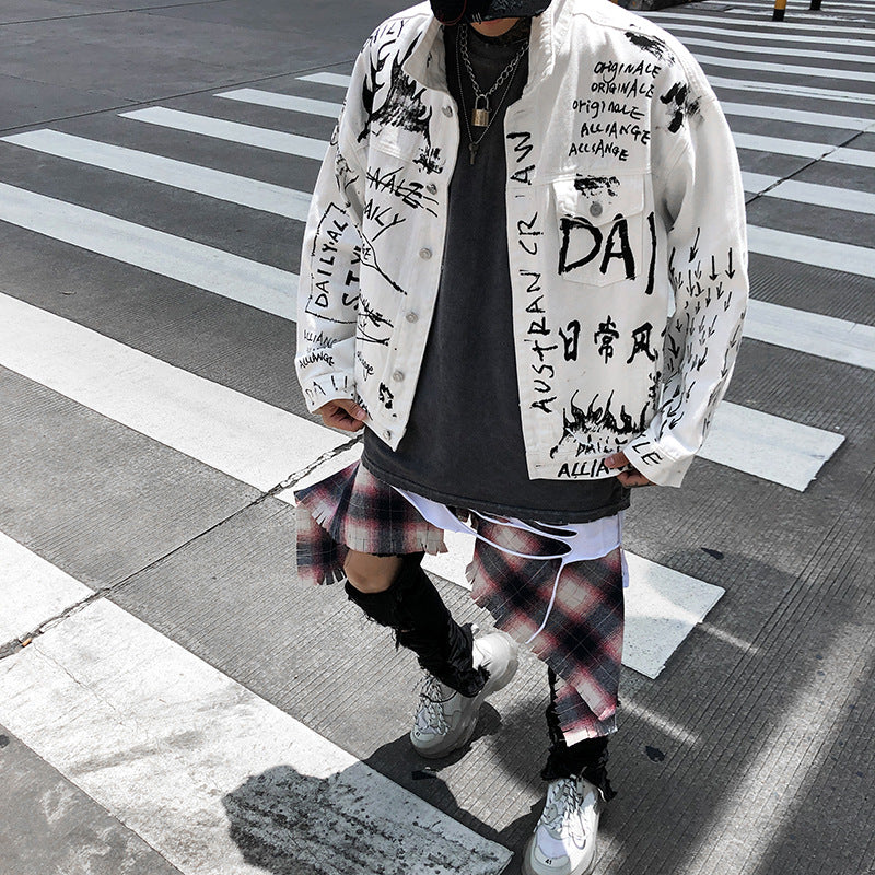 Urban Street Style Men's Graffiti Bomber Jacket