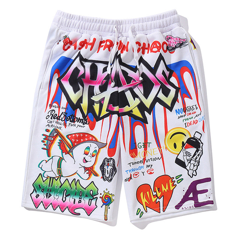 Chaos Graffiti Print Hip-hop Men's Shorts
