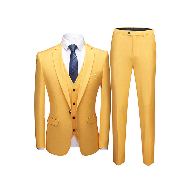 Men's 3 Pieces Slim Fit Suit Business Set Linen Suit Summer Blazer with Pants