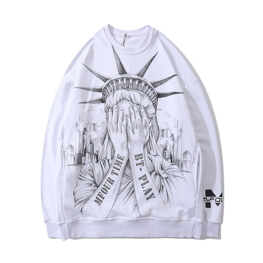 Men's Y2K Long Sleeve T-Shirt Statue Of Liberty Graffiti