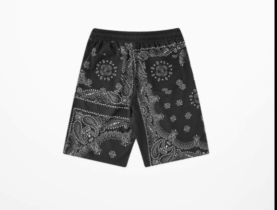 Men's Pique Black Bandana Patterns Shorts