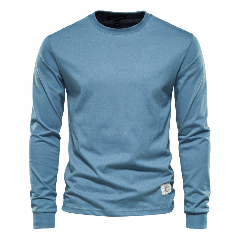 Men's Casual Solid Color Round Neck Long-sleeved Top T-shirt