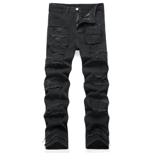 Mens Ripped Hole Jeans Casual Slim Fit