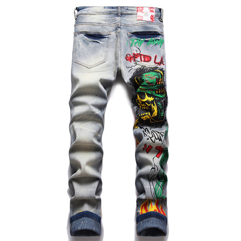 Sosoo Jeans Mens Straight Jean Punk Casual