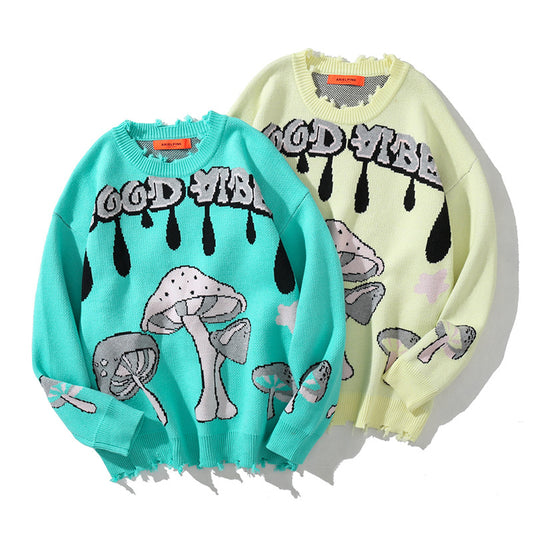 Women's Good Vibes Sweater Urban Casual Printing Knit Pullover