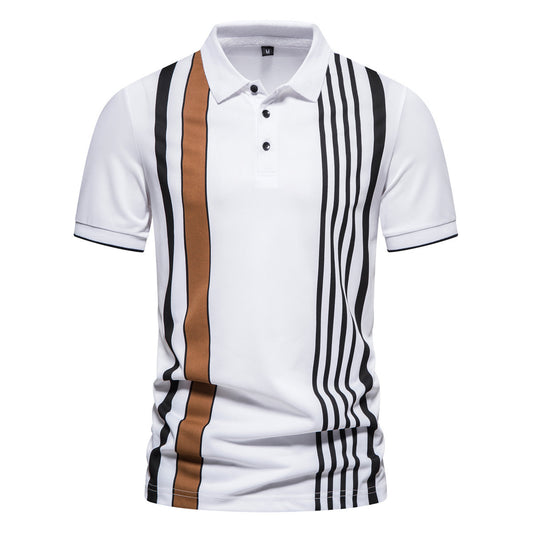 Striped Printed Men's Short Sleeve Shirt