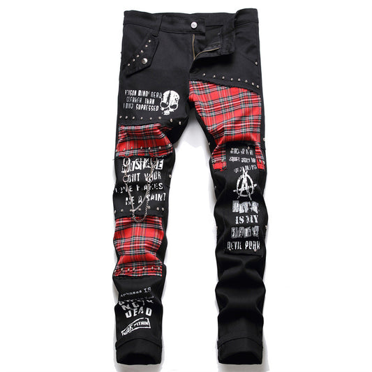 Men's Designer Patchwork Micro-Stretch Streetwear Jeans
