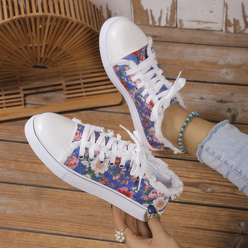 Flat Bottomed Graffiti Canvas Shoes For Women