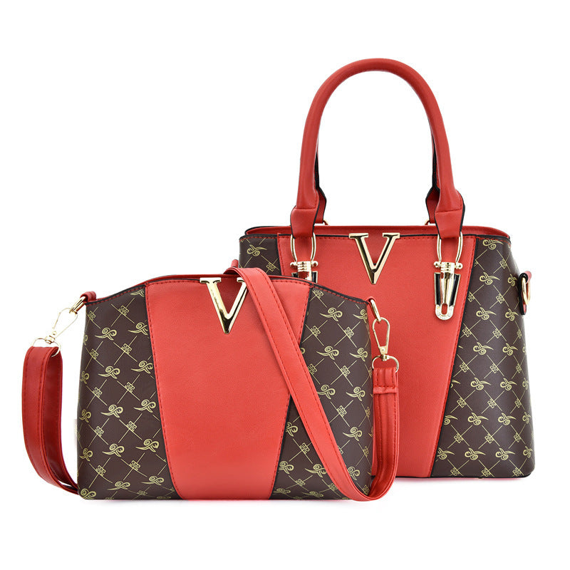 Women's Fashion Handbag Color Printing Shoulder Messenger Bag Set